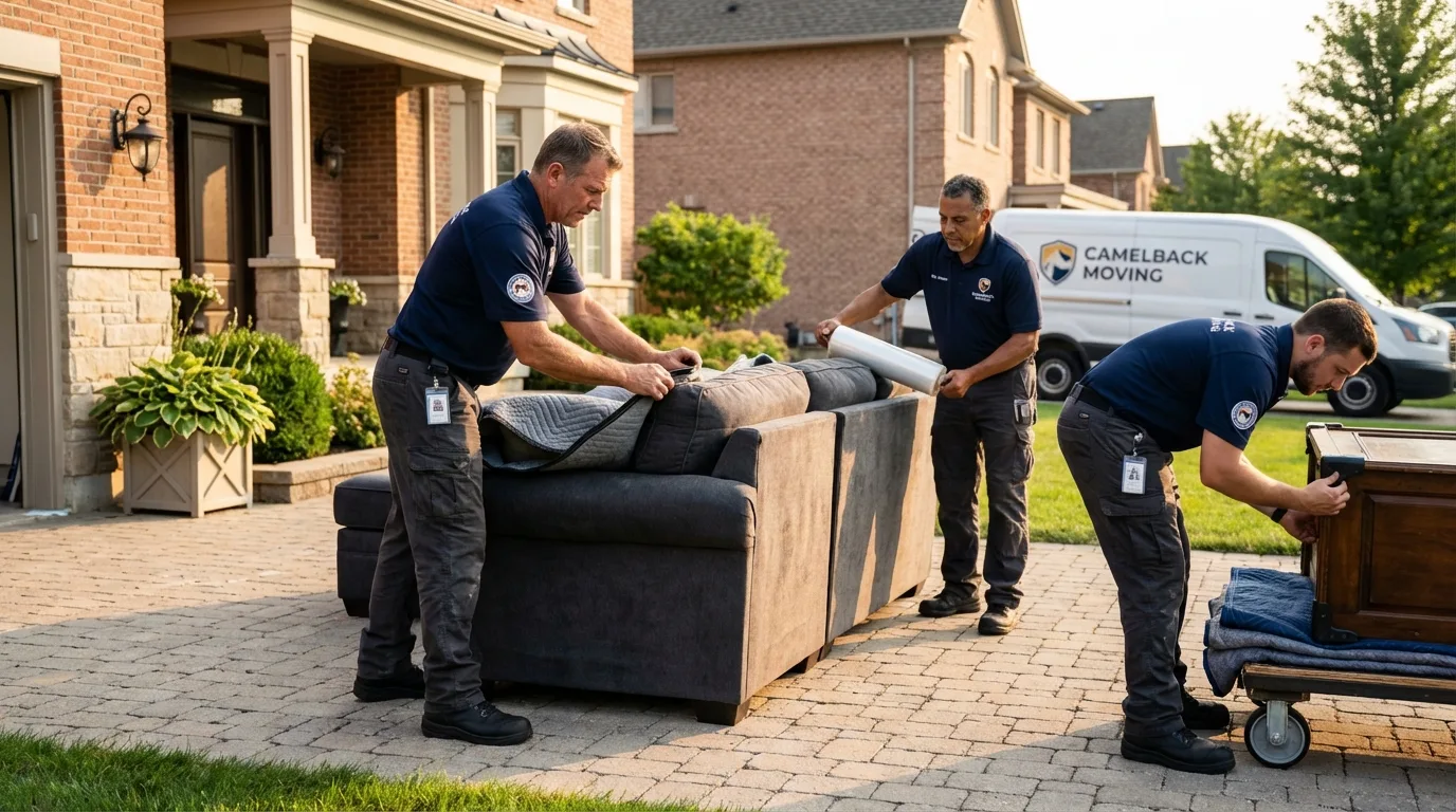 Large estate moving crew wrapping furniture in Foresthill, CA
