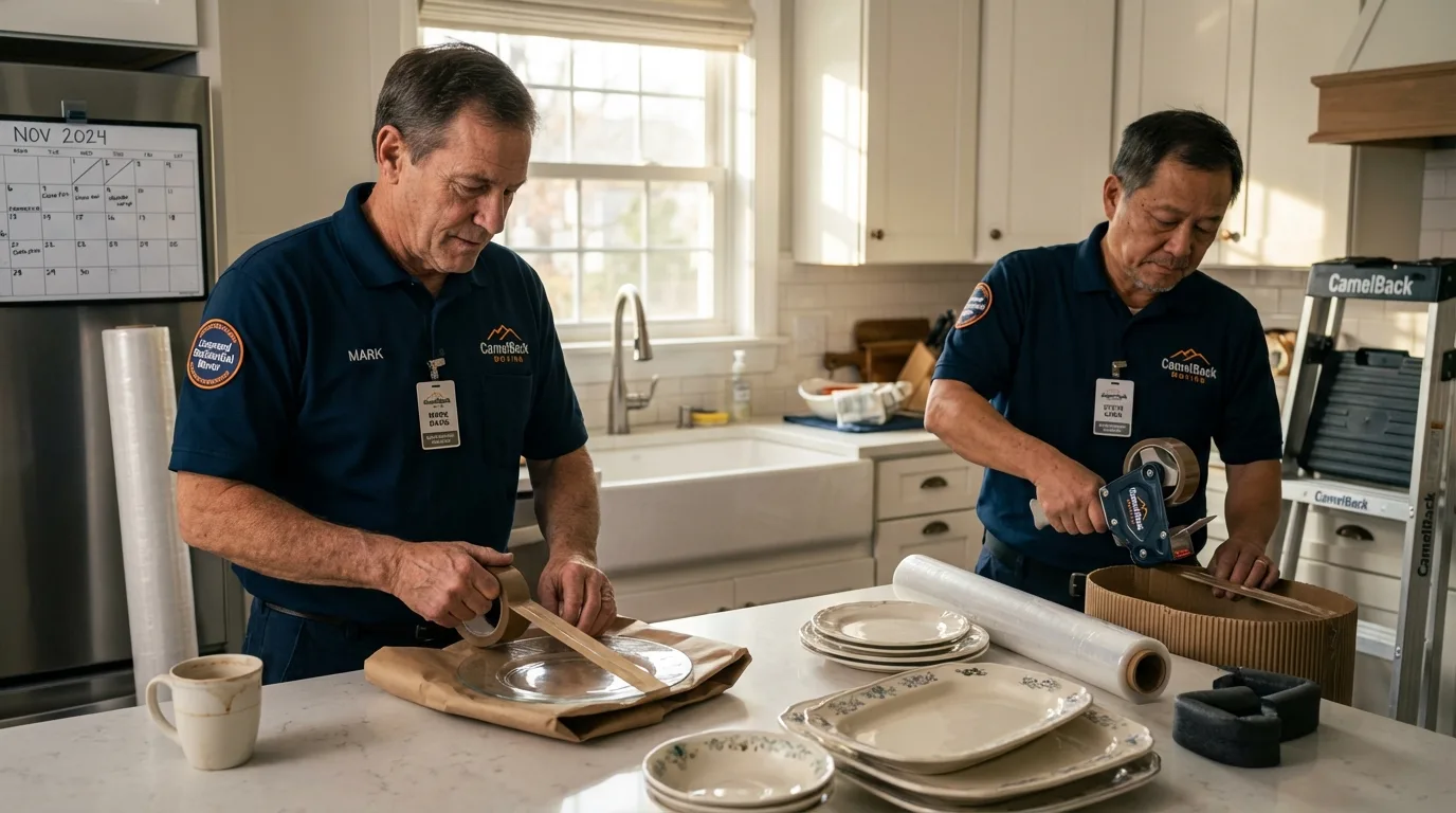 Professional crew packing kitchen dishware in Foresthill, CA